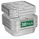 x8 Aluminum Pans with Lids - 30 Pack Disposable Baking Square Aluminum Foil Pans with Covers - Tin Foil Pans for Air Fryer, Oven, Cooking