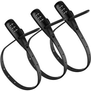 Combination Lock Cable for Baby Cabinets Proofing Security Locks, Suitable for Cabinets, French Refrigerators, Baby Strollers, Kids' Bikes, Helmets, Gates. 3-Pack, Black.