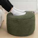 Pouf Ottoman Stuffed 20x20x12 Inches Floor Pouf Plush Fiber Ottoman Foot Rest Under Desk Foot Stool for Living Room Bedroom (Green)