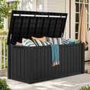 YITAHOME XXL 230 Gallon Large Outdoor Storage Deck Box for Patio Furniture, Outdoor Cushions, Garden Tools and Sports/Pools Equipment, Weather Resistant Resin, Lockable (Black)