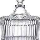 FTOF Glass Candy Storage Box Clear Sugar Dish With Lid Crystal Covered Candy Bowl Apothecary Food Buffet Container Holder (Large)
