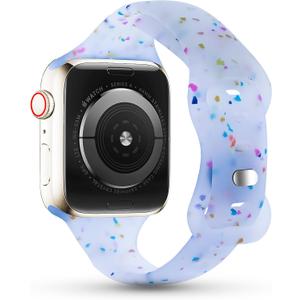 Slim Sport Band Compatible with Apple Watch Band 44mm 45mm 46mm 49mm for Women Girls, Silicone Wristband Breathable Recycled Strap for iWatch Bands Series 11 10 9 8 7 6 SE 5 Ultra 4 3 2 1 - Transparent_Blue