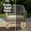 Outdoor Chair Cushions, Fade-Resistant & Water-Resistant, D Shaped Patio Furniture Seat Chair Pads Replacement with Ties, Non-Slip Bottom, Removable Cover, Set of 6, 18.5 x 16 Inch, Beige