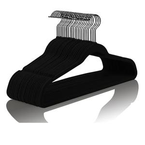 MIZGI Premium All Black Velvet Hangers with Black Hooks (30 Pack) Heavy Duty - Non Slip Felt Hangers - 360 Degree Swivel,Space Saving Clothes Hanger,Durable Strong Hanger for Suits,Coat