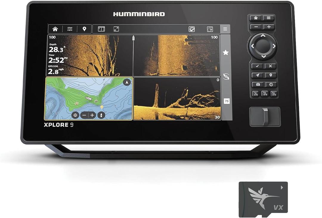 Humminbird XPLORE Series GPS Fish Finder MEGA Side Imaging+ & HD Touchscreen Display, (Transducer Included), 9-Inch Display
