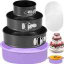 Springform Pan Set of 3 Leakproof Spring Form Pan for Cheesecake, Nonstick 4 7 9 Inch Cheesecake Pan with Silicone Protector, Springform Cheese Cake Pans Sets for Baking with 50Pcs Parchment Paper