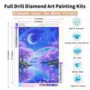 PINFFSHU 5D Diamond Painting Kits for Adults - Fantasy Starry Sky, Pink Cherry Blossoms & Magical Moonlit Rainbows DIY Full Drill Art, Sparkling Enchanted Landscape Wall Decor 12x16 Inches (30x40cm)