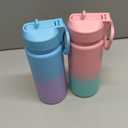 Kids Water Bottle, 2-Pack 16oz Kids Water Bottle with Stickers for School, insulated Stainless Steel Straw Cup(Pink+Blue)