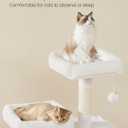 Feandrea Cat Tree, 45.3-Inch Cat Tower, Plush Condo with Scratching Post, Ramp, Perch, Spacious Cave, for Small Space, Cream White UPCT141W02