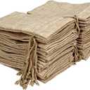 Shappy 50 Pieces 5 x 7 Inch Organza Burlap Bags with Drawstring Burlap Gift Favor Bags for Wedding Party(Flaxen)