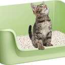 Open-Top Large High Sides Cat Litter Box with Low Entrance, Suitable for Small and Elderly Cats, Anti-Splash, 19.8 x15.6x7.3 for Indoor Use (GreenFluorescent Lime Green)