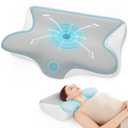 Restnature Cervical Neck Pillow for Pain Relief - Cervical Pillow for Side Back Stomach Sleepers, Ergonomic Orthopedic Support Pillow for Sleeping with Memory Foam, Cooling Pillowcase, Grey