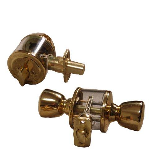 Lewis Hyman Inc 1734601 Atlas Tulip Style Door Knob and Single Cylinder Deadbolt Combo, Polished Brass
