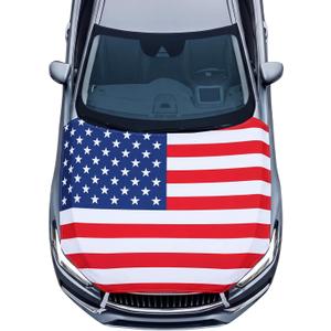 1 Pack American Flag Car Hood Cover 63 x 47 Inch Car Hood Cover | 250th Anniversary Weatherproof Car Hood Cover with Adjustable Elastic Straps, Ideal for Trucks Cars Suvs All Seasons Outdoor