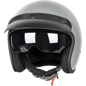 3/4 Open Face Retro Motorcycle Helmet Vespa Helmet Vintage Helmet for Vespa Motorbike Casco, Moped, Cruiser, Bobber, and Chopper - DOT Approved (Large, Gray)