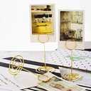 TecUnite 24 Pieces 3.35 Inch Table Number Holder Place Card Photo Holder Picture Name Menu Clips Memo Cards Stand for Wedding Reception Anniversary Birthday Party Centerpieces (Gold)
