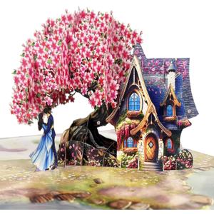 3 x Anniversary Card Enchanting 3D Pop-Up Love Cottage with Couple Under Cherry Blossom | Romantic Gift for Wife, Husband, or Partner | Valentines Day & Mothers Day Card for Wife (6"x8")