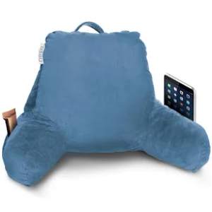 Nestl Reading Pillow with Shredded Memory Foam Includes 2 Neck and Lumber Support Pillows, Designed for Sitting Up in Bed and Couch, Back and Arms Adjustable Support for Adult & Teens, Blue Heaven