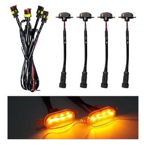 Wevdn 4 PCS Car Front Grille Lights, Waterproof Amber Lens LED Grille Light with Wiring Harness, Exterior Running Lights Compatible with F150 F250 F350, Car Accessories (Black & Yellow)