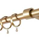 TWOPAGES Adjustable Curtain Rod, Heavy Duty Curtain Rod Set with Brackets and Rings, 1 Inch Diameter Wall Mounted Drapery Rod 28 to 76 Inch Length, Gold