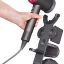 simpletome UPGRADED Hair Dryer Holder for Dyson Supersonic Hairdryer with Cable Organizer, Heavy Alloy Steel Stand, Piano Painting Surface (Advanced Grey 3 Holes)