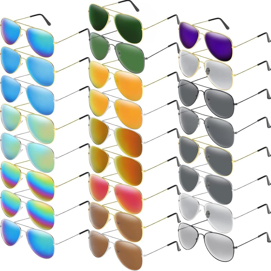 Weewooday 25 Pairs Polarized Round Sunglasses Sunglasses Retro Oversized Vintage Sunglasses for Women Men Metal Frame Sunglasses