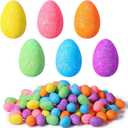 Wenqik 120 Pcs 2.36" Foam Easter Egg for Crafts Small Easter Eggs Artificial Foam Easter Decor for Easter Holiday Game Activities Photo Props Home Supplies(Glitter Style)
