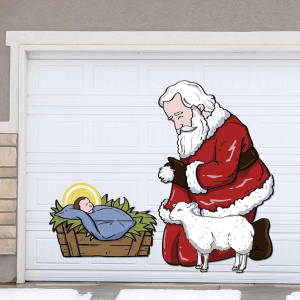 Christmas Kneeling Santa Nativity Sets Garage Door Decoration Magnets Large Nativity Scene Garage Door Magnets Christmas Garage Magnets Outdoor Stickers for Xmas Garage Door Decor