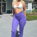 YEOREO V Waist Workout Leggings for Women Butt Lifting Scrunch Gym Leggings Seamless Yoga Pants Lavender XL (Purple, XL)