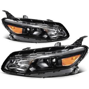 LSAILON Fit For Chevy For Malibu 2016-2018 Headlight Assembly Black Housing Amber Reflector Clear Lens Driver and Passenger Side