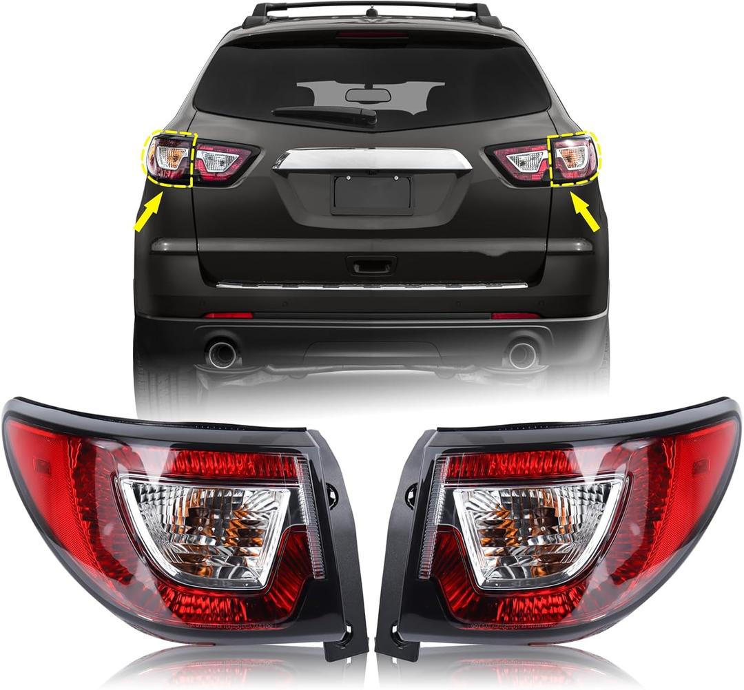 1 Pair Tail Light Rear Lamp Compatible for 2013-2017 Chevy Traverse Left Driver And Right Passenger Side With Bulbs Both Lights 84266019 23301756 GM2804112 84266020 23301757 GM2805112