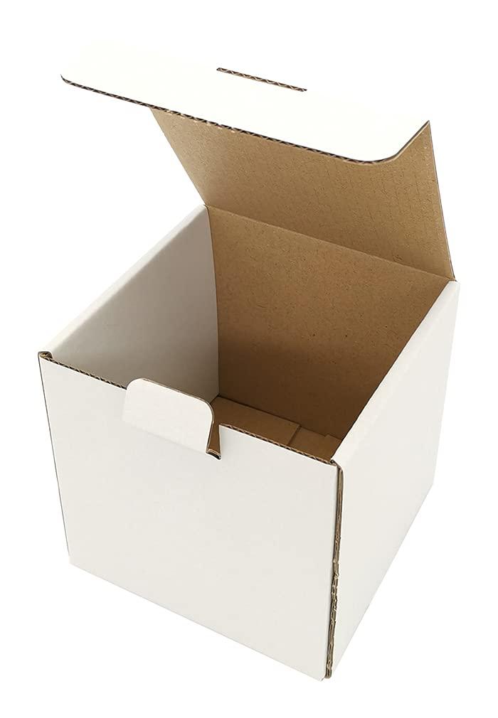 ROTCH 4x4x4'' Small Shipping Boxes, Cardboard Corrugated Mailers, Perfect for Shipping Small, White (M444-25-W)