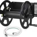 GADFISH Garden Wall Mounted Hose Reel, Metal Hose Reel, Holds 125ft of 5/8-Inch Hose(Not equipped), Equipped with 3.9ft Water Supply Hose and Small Storage Basket, Suitable for Gardens & Yards