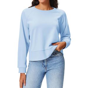 Stelle Women’s Raglan Crewneck Sweatshirt Relaxed Fit Casual Everyday (Blue, XXL)