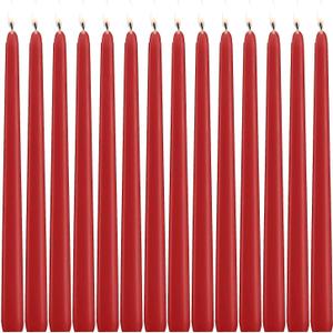 14 Pack Red Taper Candles - Taper Candles 12 Inch Dripless, Smokeless & Unscented - 10 Hours Long Burning - Hand Poured Tall Candlesticks - Ideal for Weddings, Dinner Parties, and Home Decor