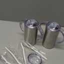 12oz Stainless Steel Sippy Cups for Toddlers with Handles, Spill Proof Double Wall Vacuum Insulated Sippy Cups, Kids Straw Cups with Extra Lids for School, Outdoor, 2 Pack