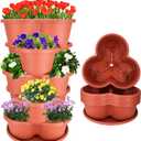5 Tier Vertical Planters Stackable Gardening Planter for Strawberries, Flowers, Herb and Vegetables, Brick Red