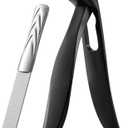 BEZOX Ergonomic Angled Head Senior Toenail Clipper for Thick and Ingrown Nails - Large Finger Nail Clippers Adult with Metal Nail File, Premium Nail Cutter Trimmer for Men and Women - Black