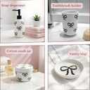Pink Bathroom Set, 4 Pcs Ceramic Bathroom Accessory Sets - Soap Dispenser, Tumbler Toothbrush Holder, Vanity Soap Tray, Cotton Swab Jars - Pink Bathroom Decor Gift for Her (Black)