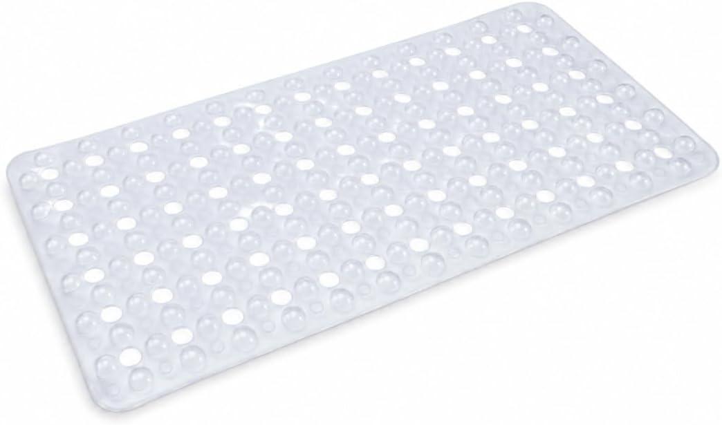 Bath Bliss Non Slip Bath Mat Clear Color | Textured Bubble Surface | Machine Washable PVC Bathtub Mat 29.5x14.5 Inch | Quick Dry Safety