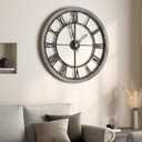 Cuspin 30 Inch Large Wall Clock for Living Room Decor, Modern Wood Decorative Wall Clocks with Solid Wooden Frame, Battery Operated Silent Non-Ticking Clock - Roman Numerals