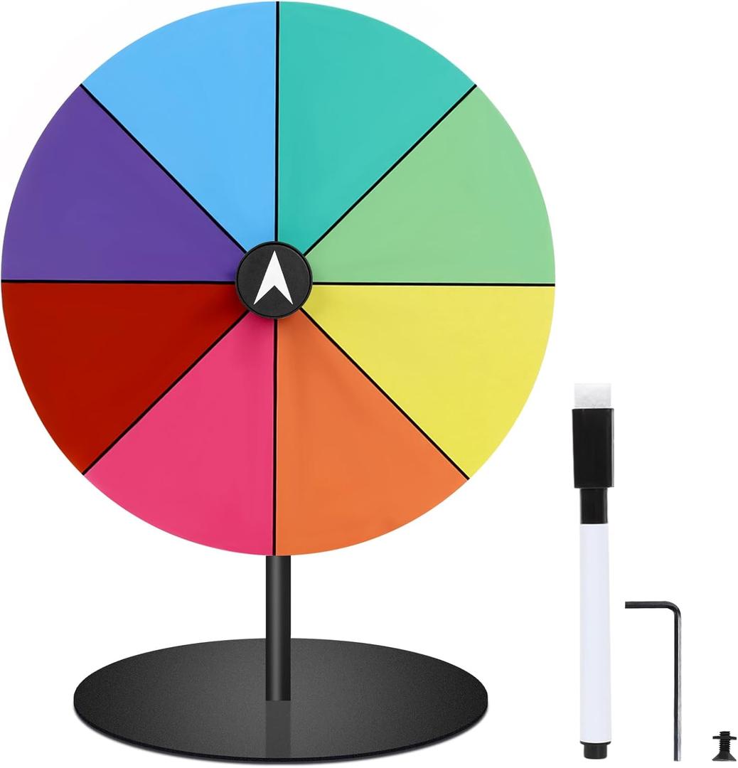 Airpark Spinning Prize Wheel for Fortune 8 Inch Dry Erase Tabletop All-Metal Roulette Wheel for Personal Use, Parties and Carnival Game