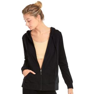 Sofra Women's Thin Cotton Zip Up Hoodie Jacket (Large, Black)