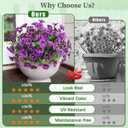 MARTINE MALL 12 Bundles Look Real Artificial Flowers for Outdoors, Realistic Fake Outdoor Flowers, UV Resistant Silk Petunia Flowers for Outside Faux Flowers Plants for Outdoor Porch, Purple