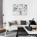 Woxfcart White Flower Canvas Wall Art, 24 x 32 Inch Black White Gold Floral Vase Print Modern Home Decor for Living Room Bedroom, Ready to Hang