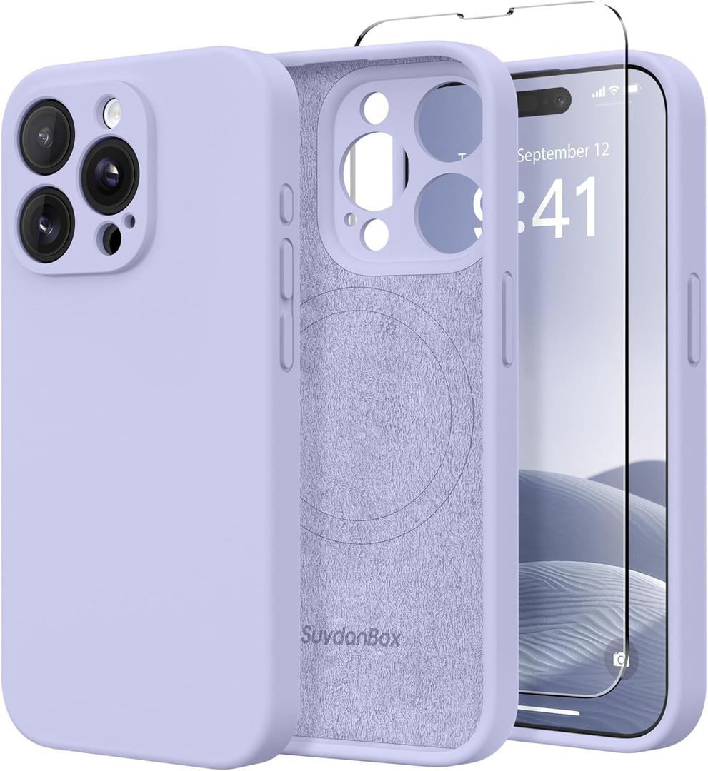 Magnetic for iPhone 13 Pro Case, Compatible with MagSafe, [Full Camera Protection][Screen Protector] Silicone Shockproof Protective Phone Case for iPhone 13 Pro 6.1", Lilac