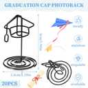 SiliFine 48 Pcs Black Grad Cap Table Number Holders, 2 Inch Graduation Picture Display Grad Centerpieces for Tables Class 2026 Graduation Party Supplies