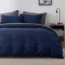 Bedsure Duvet Cover King Size - Soft Double Brushed Bedding Set for Kids & Adults, Zipper Closure, 3 Pieces, Includes 1 Duvet Cover (104"x90") & 2 Pillow Shams, NO Comforter, Navy Blue