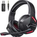BINNUNE Wireless Gaming Headset with 2.4GHz for PS5, PS4, PC, Switch, FPS Gamers, 120Hrs+ Bluetooth 5.3 Gaming Headsets with Noise Canceling Mic, 50MM Headphones for Laptop, Mobile, Mac