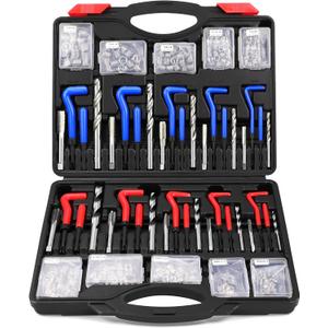 Helicoil Thread Repair Tool Kit: 320-Piece Metric SAE Heli Coil Rethreading Insert Drill Bits Spark Plug Automotive Engine Motor Stud Bolt Tap Universal Threaded Restorer Restoring Rethread